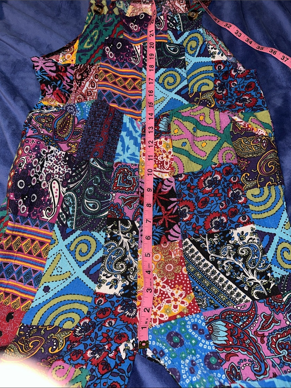 Multicolor Patchwork Women's Overalls Jumpsuit - Picture 5 of 6